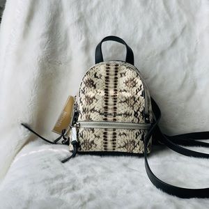 Michael Kors Mini Rhea Backpack Snake-Embossed